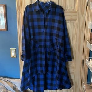 Super flattering Buffalo plaid shirt dress